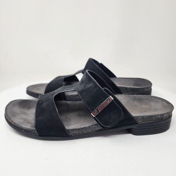 Munro Jody Slide Sandals Women 10.5M Black Nubuck Leather Silver Accent m490686 - Picture 5 of 13